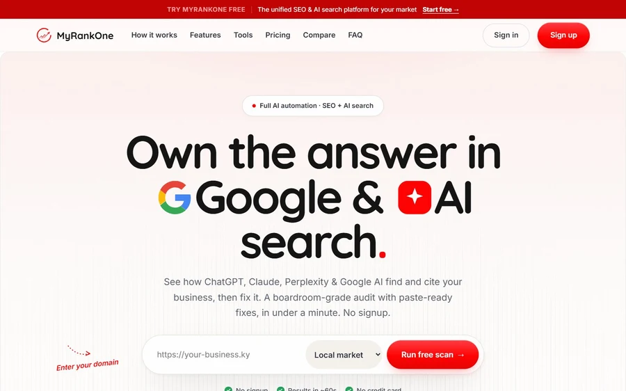 MyRankOne AI search and ranking platform by Aerosoft