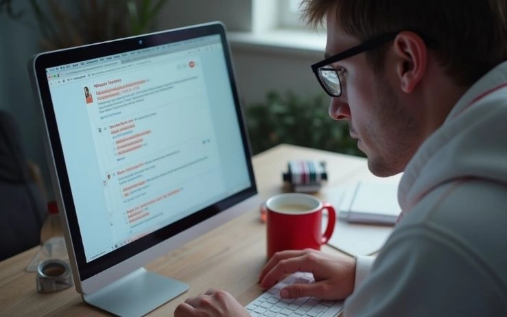 A person working on a computer for a Twitter marketing agency