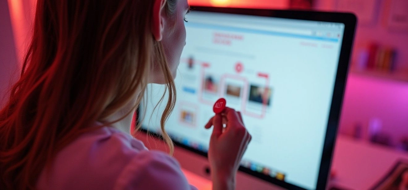 A woman reviewing her website on a computer, an e-commerce SEO service