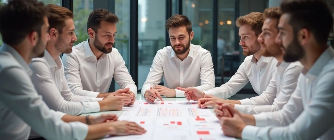 A team of men working on a document, an ecommerce website development company