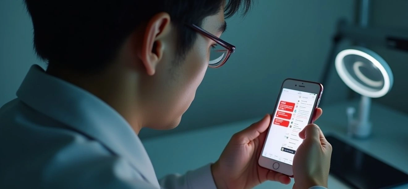 A man looking at his phone, working on an ecommerce website development