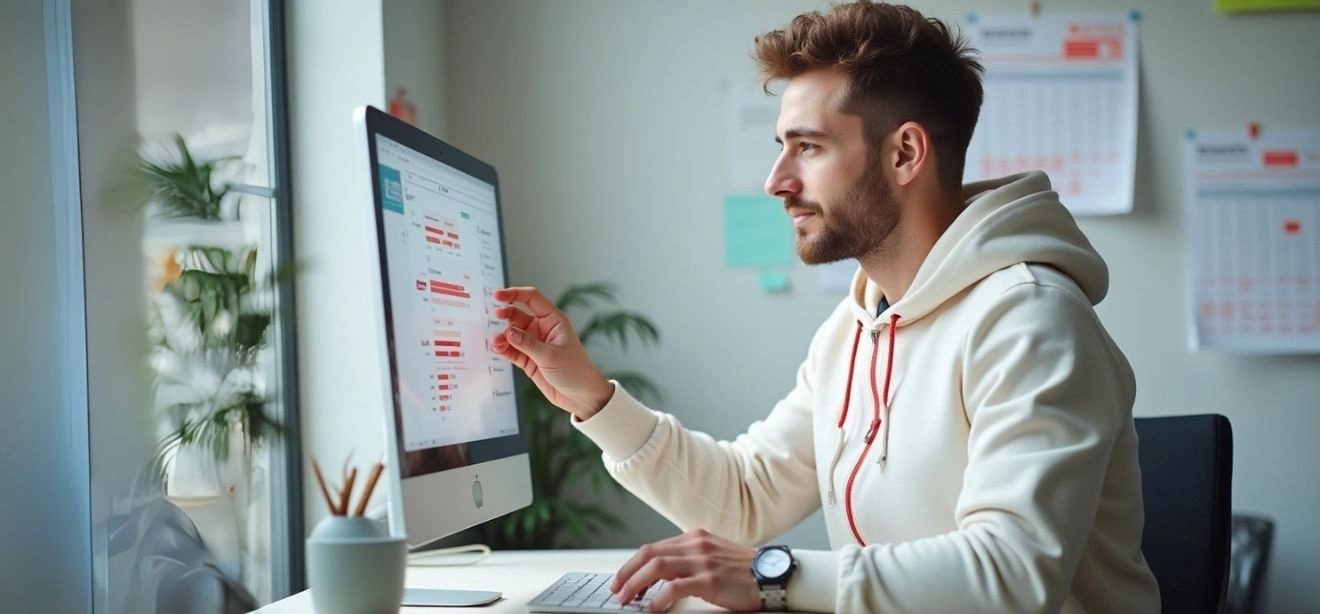 Man working at his desk on a computer, demonstrating LinkedIn marketing strategy
