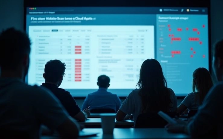 People in a lecture hall looking at a screen with MLOps service solutions