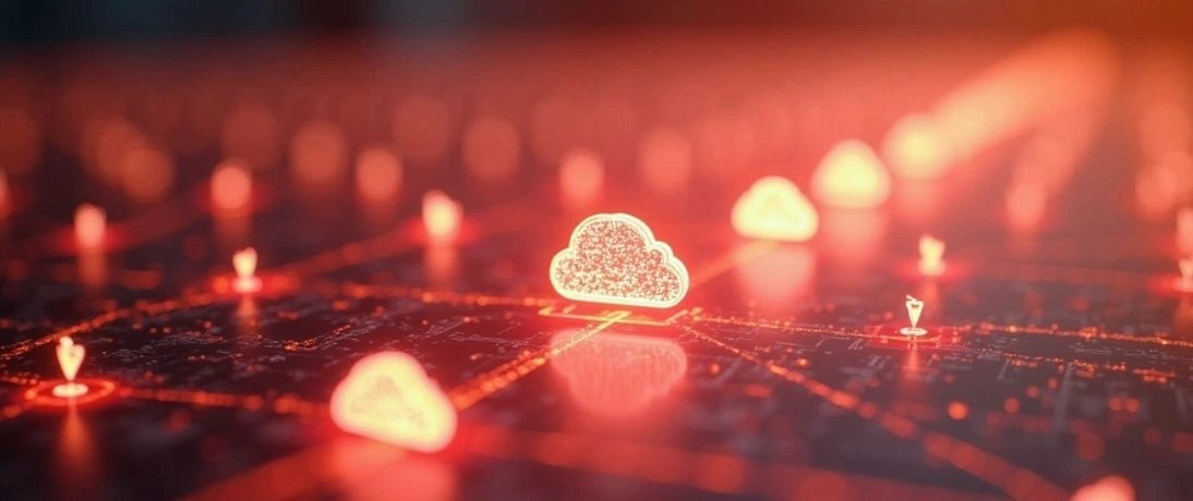 A cloud symbol glowing red, representing MLOps services provider