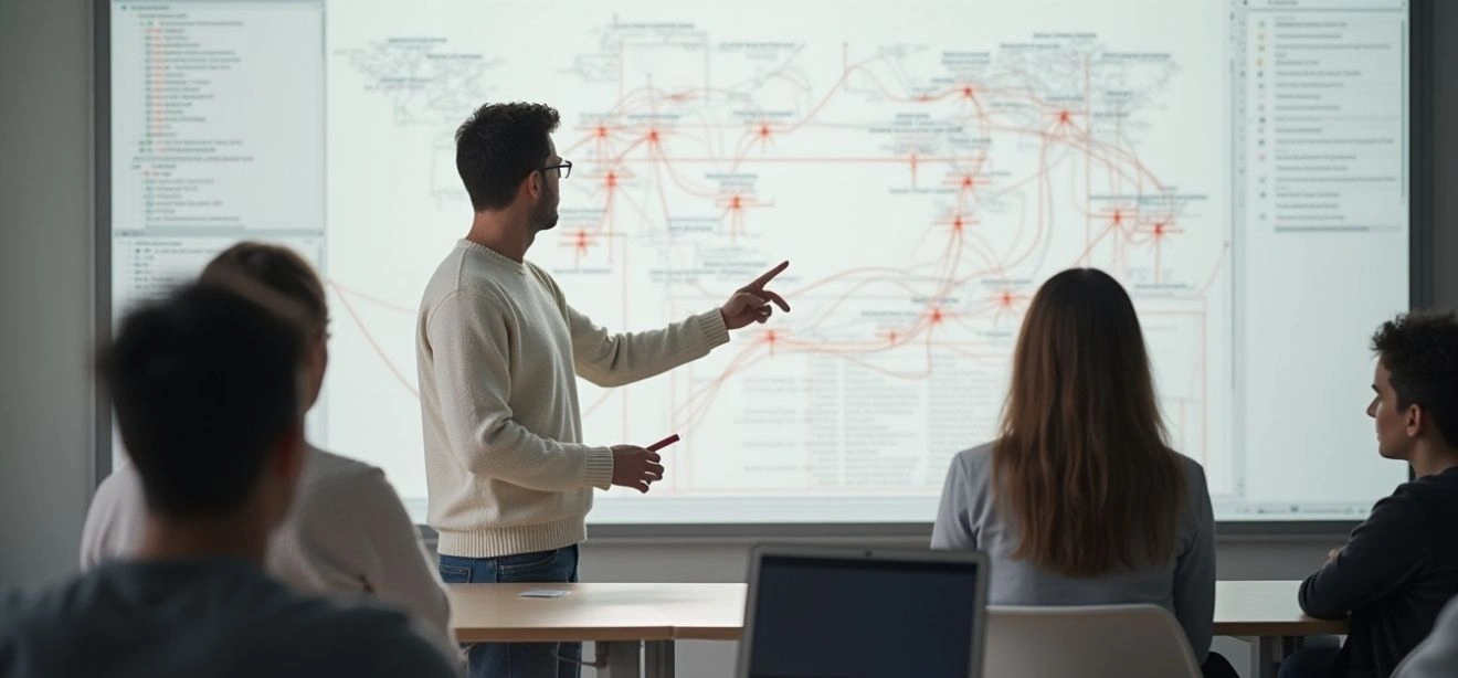 A man giving a presentation to a team about MLOps services