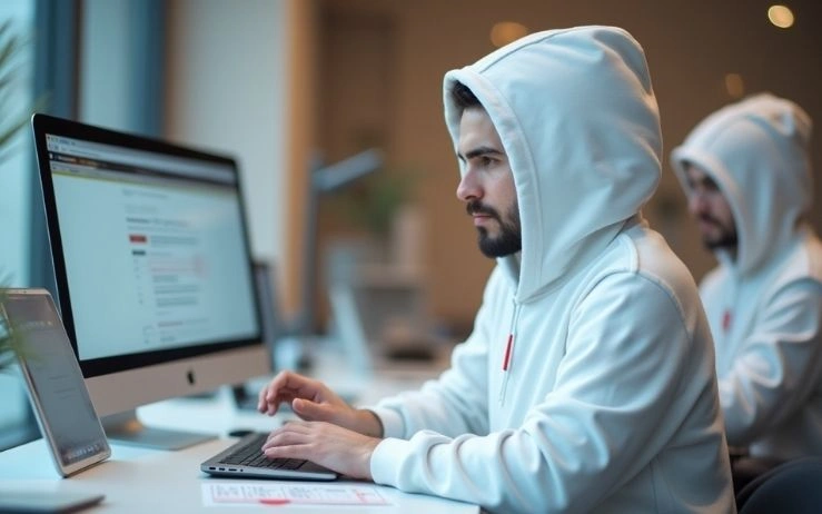A man working on a computer, onpage seo services