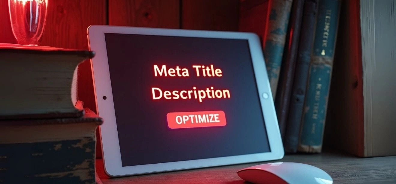 A tablet displaying meta title description, onpage seo services