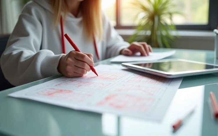 A woman creating a user experience design for a website