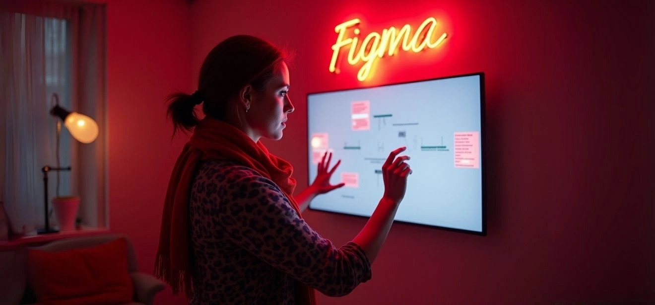 A woman working on a UI/UX designer project